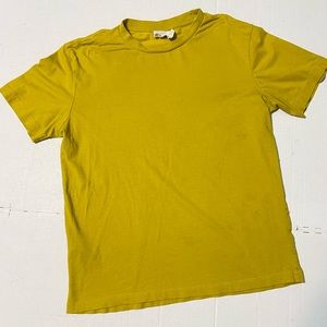 MNG Men’s T Shirt Mustard Yellow Slim Fit Cotton Short Sleeves Shirt Size M
